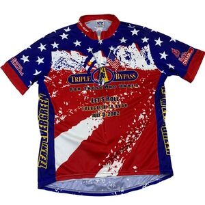 Voler Triple Bypass 2002 Cycling Jersey Mens Large Red White Blue USA Made 1669
